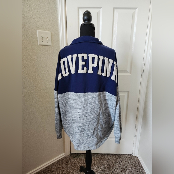 VS Pink Navy and Heatger Gray Quarter Zip Sweatshirt XL - Picture 8 of 14